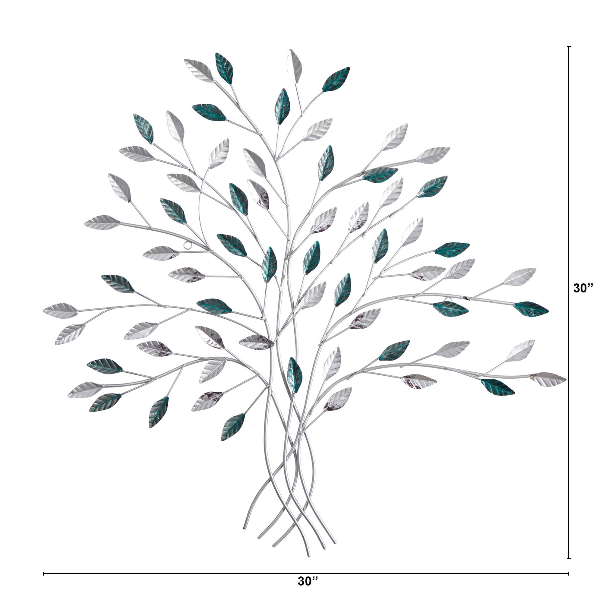 30" x 30" Hand-Painted Metal Tree of Life Wall Art Decor